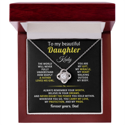 To My Beautiful Daughter Necklace Gift For Her With Heartfelt Message card