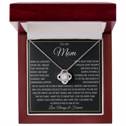 To My Caring Mom - I Love You Mom - Love Knot Necklace