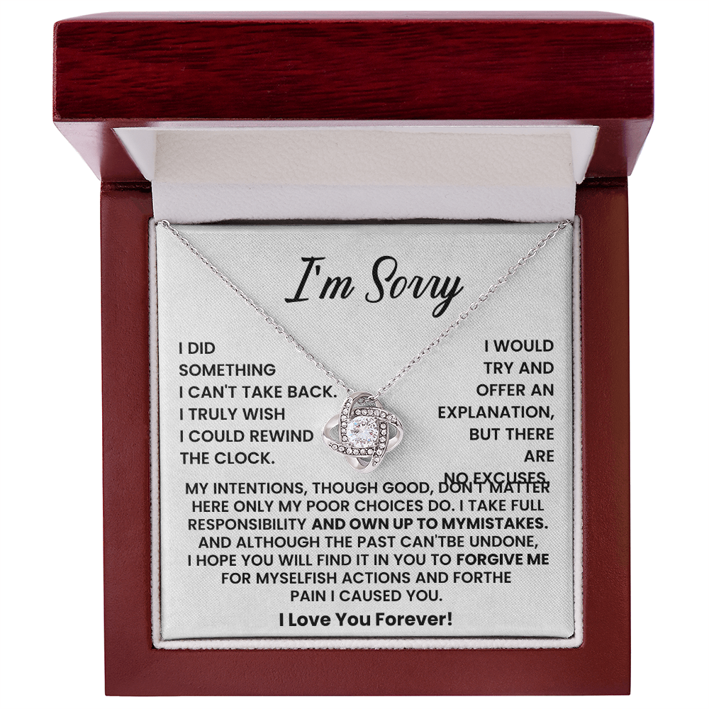 I'm Sorry Gifts For Her - Love Knot with Necklace Heartfelt Message Card & Gift Box