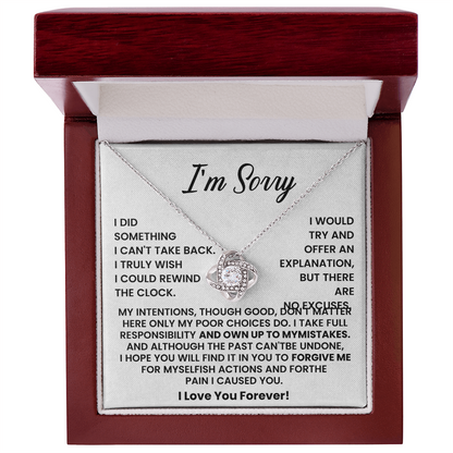 I'm Sorry Gifts For Her - Love Knot with Necklace Heartfelt Message Card & Gift Box