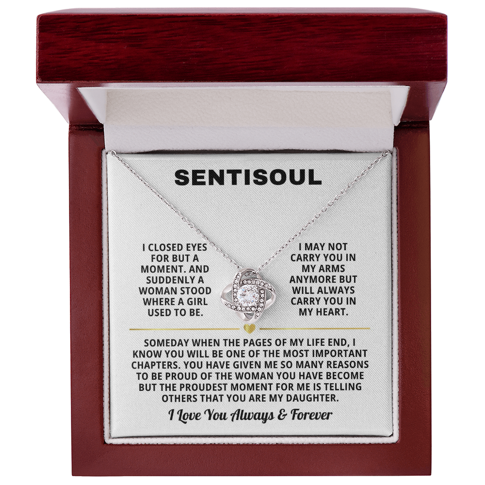 SENTISOUL - To My Daughter | You Are the Best Gift in My Life | Love Knot Necklace