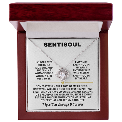 SENTISOUL - To My Daughter | You Are the Best Gift in My Life | Love Knot Necklace