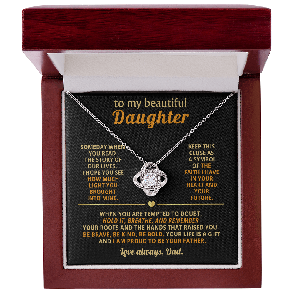 To My Beautiful Daughter Gift From Dad - Love Knot Necklace