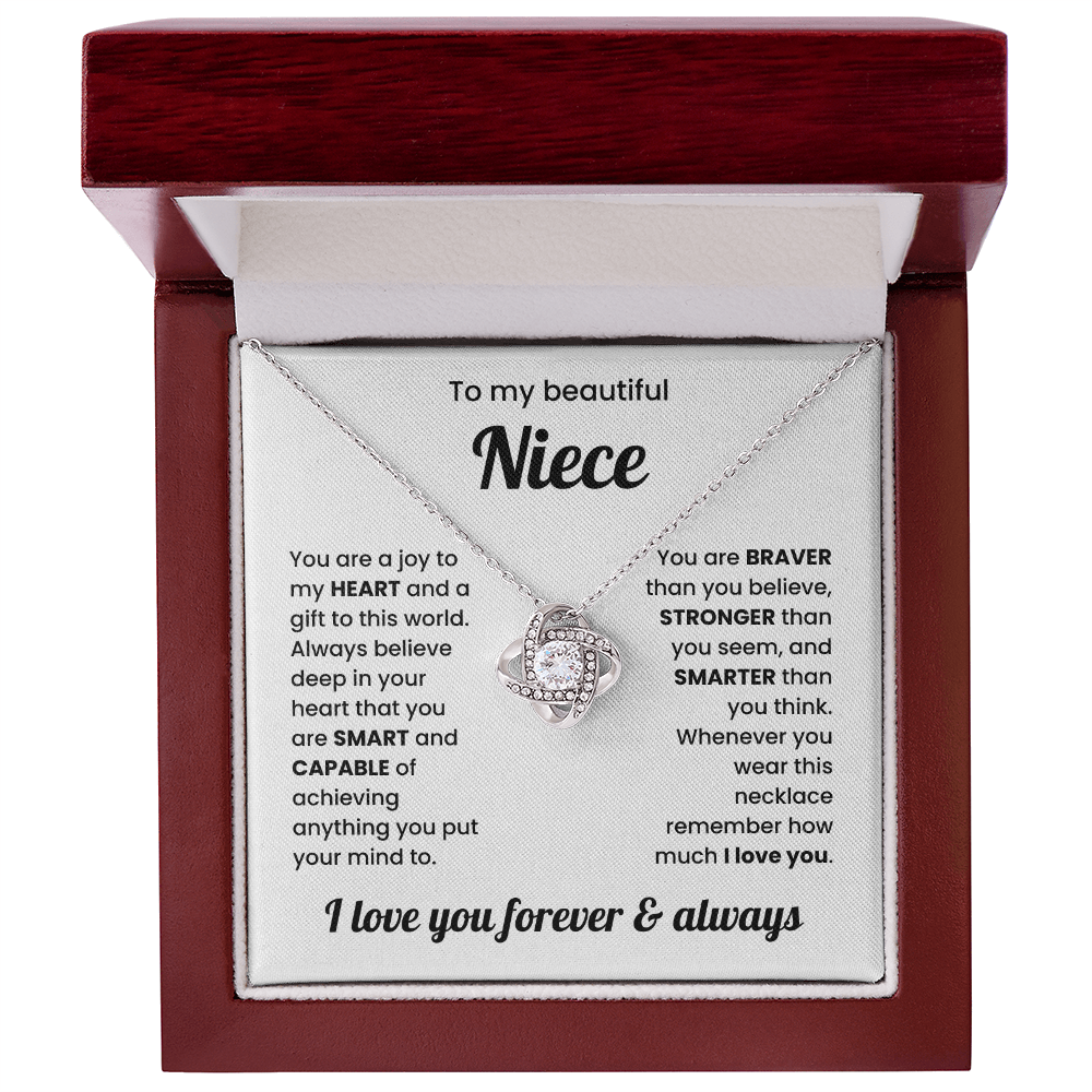 To My Niece Love Knot Necklace – Sentimental Gift for Niece