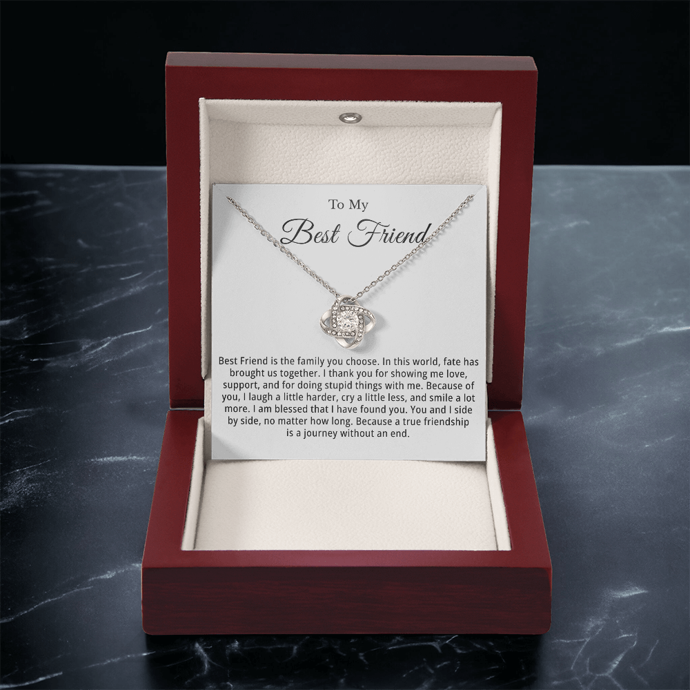 To My Best Friend Love Knot Necklace With Heartfelt Message Card
