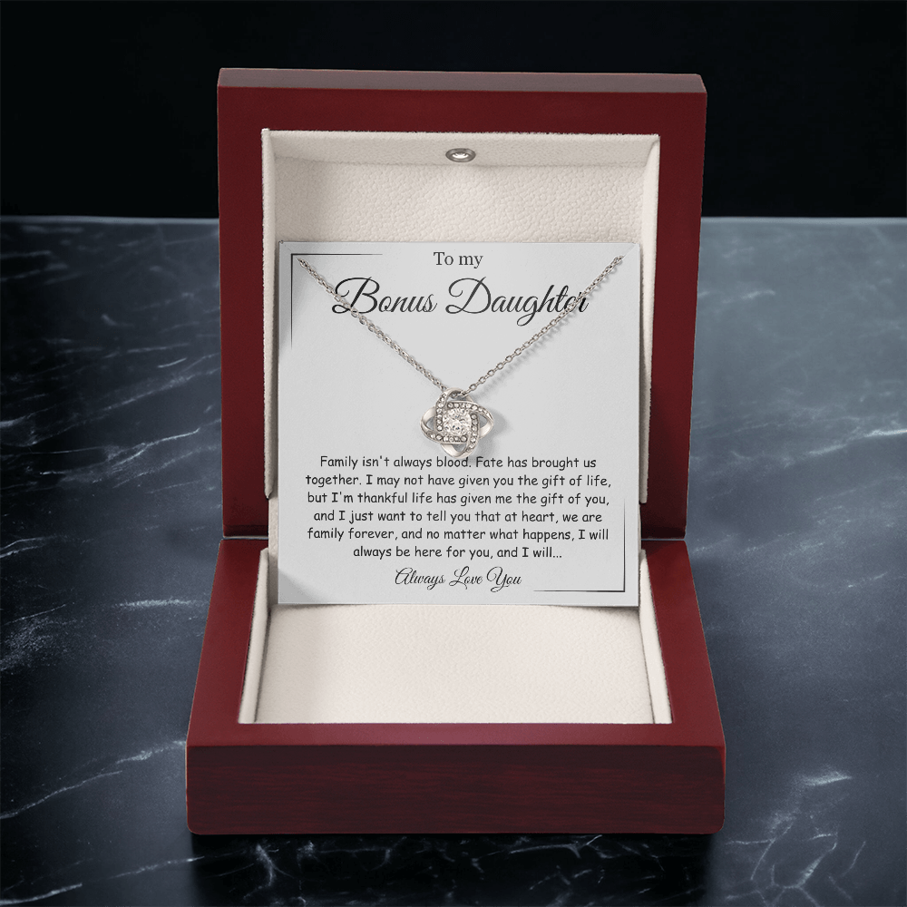 To My Badass Stepdaughter - Love Necklace With Heartfelt Message Card