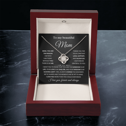 To My Mom Necklace With Message Card, Mothers Day Gift From Son Daughter
