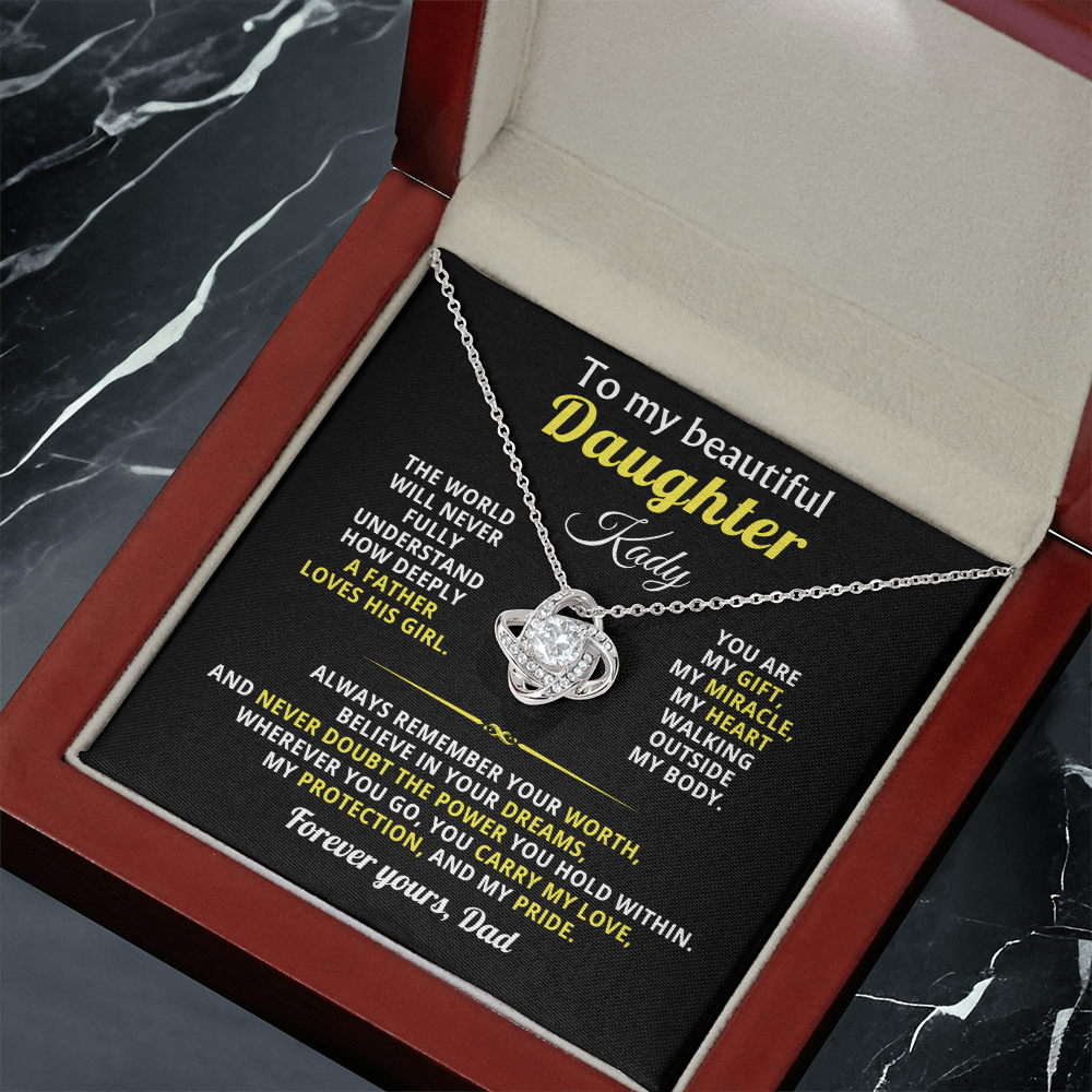 To My Beautiful Daughter Necklace Gift For Her With Heartfelt Message card