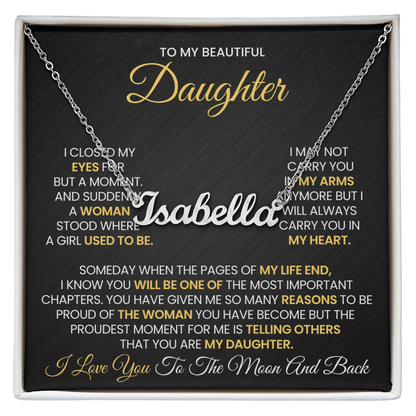 Personalized Gifts For Daughter From Mom or Dad - Moon and Back Necklace
