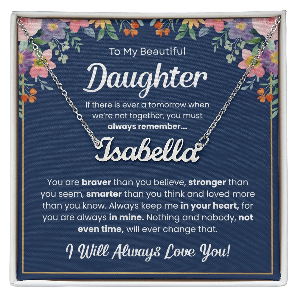Personalized Daughter Name Necklace – Custom Name Gift from Mom or Dad