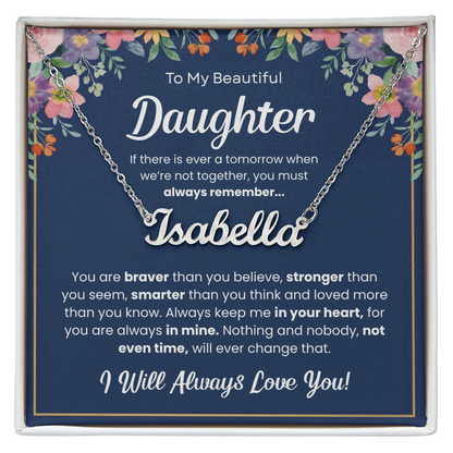 Personalized Daughter Name Necklace – Custom Name Gift from Mom or Dad