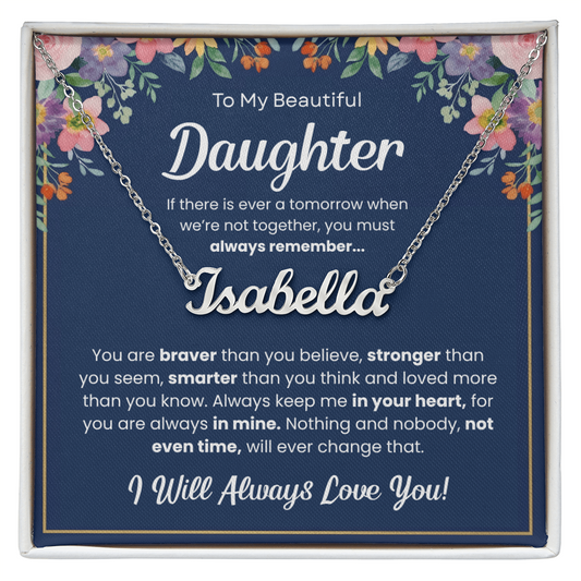 Personalized Daughter Name Necklace – Custom Name Gift from Mom or Dad