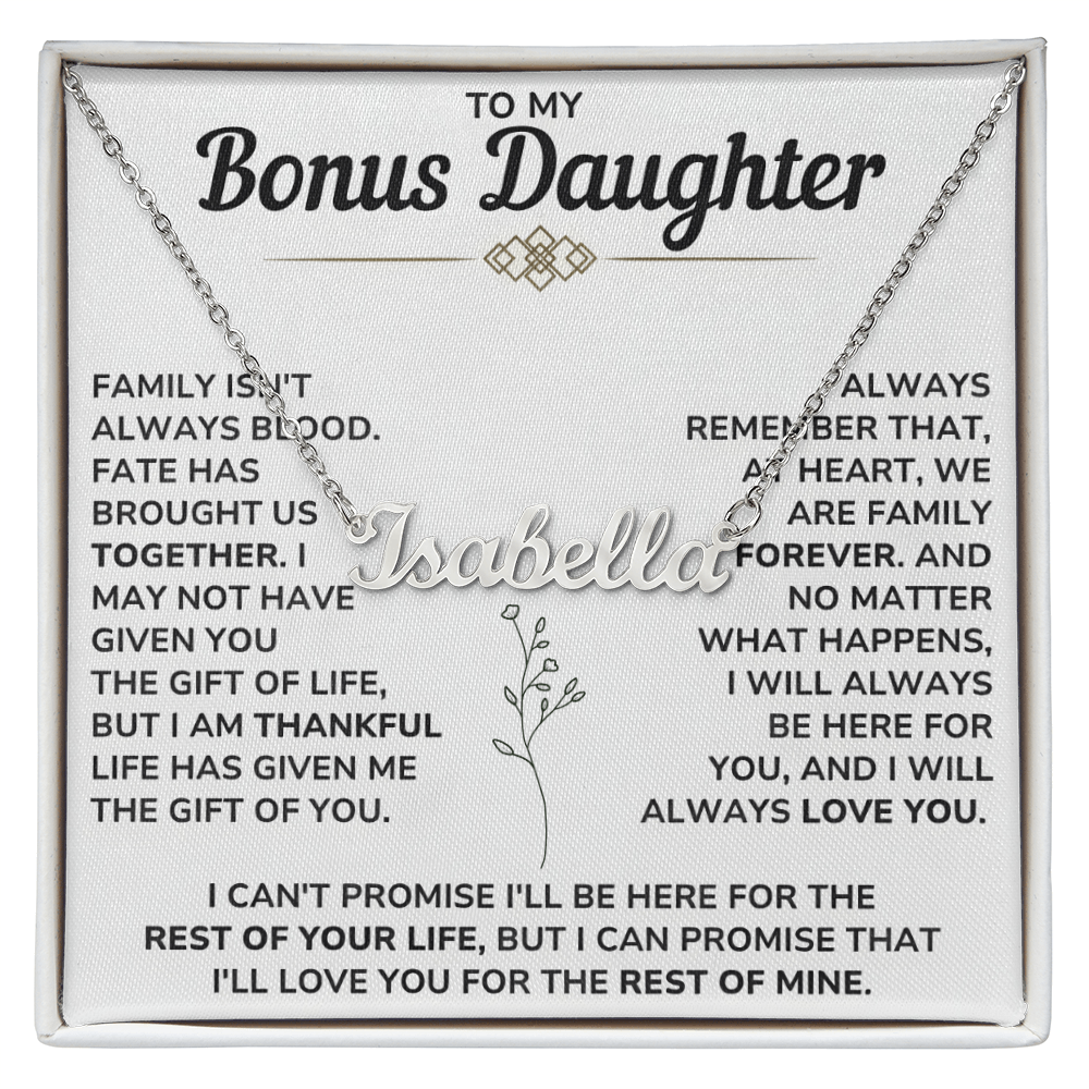 Personalize Name Necklace For Bonus Daughter From Mom and Dad