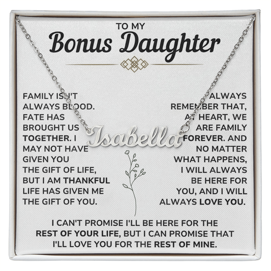 Personalize Name Necklace For Bonus Daughter From Mom and Dad