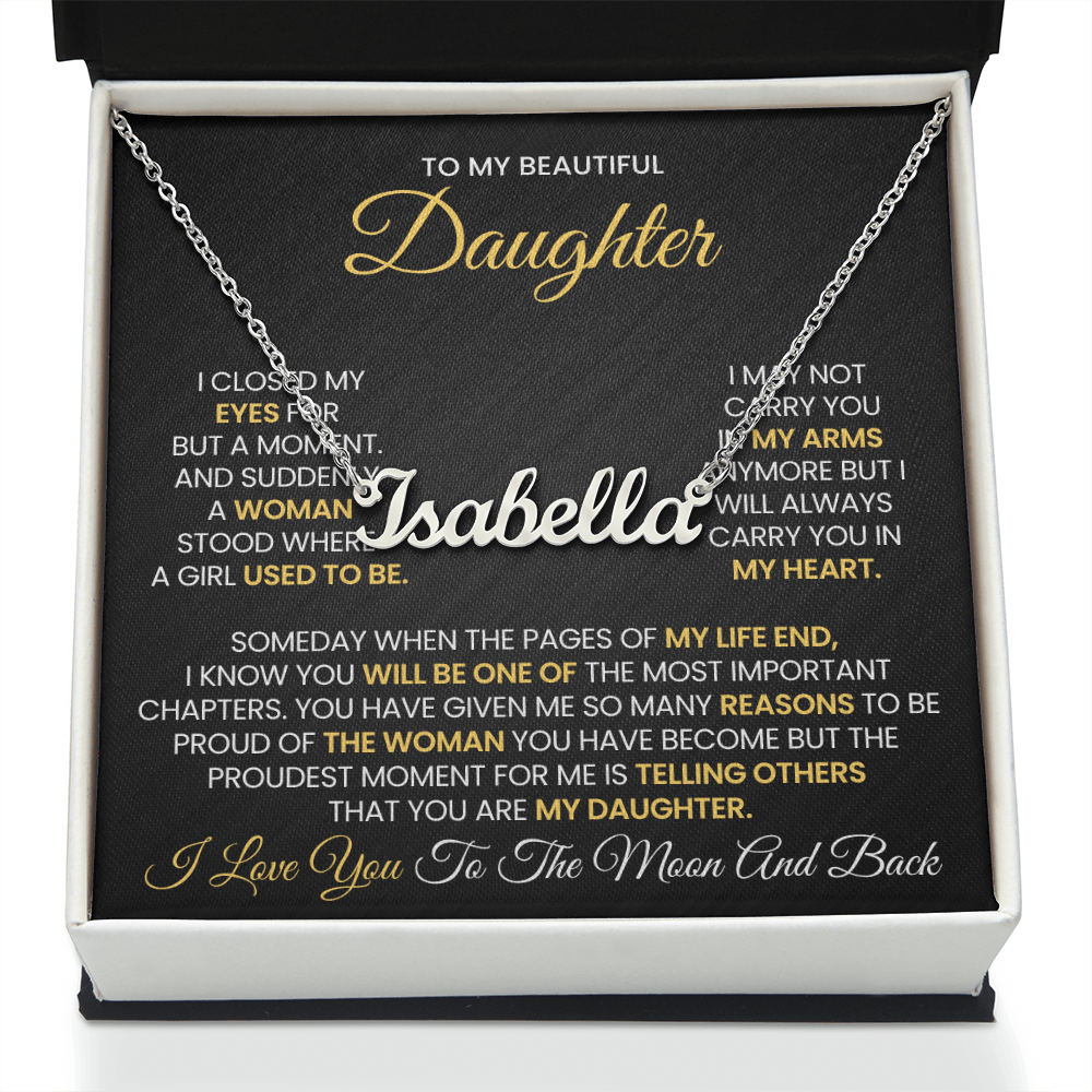 Personalized Gifts For Daughter From Mom or Dad - Moon and Back Necklace