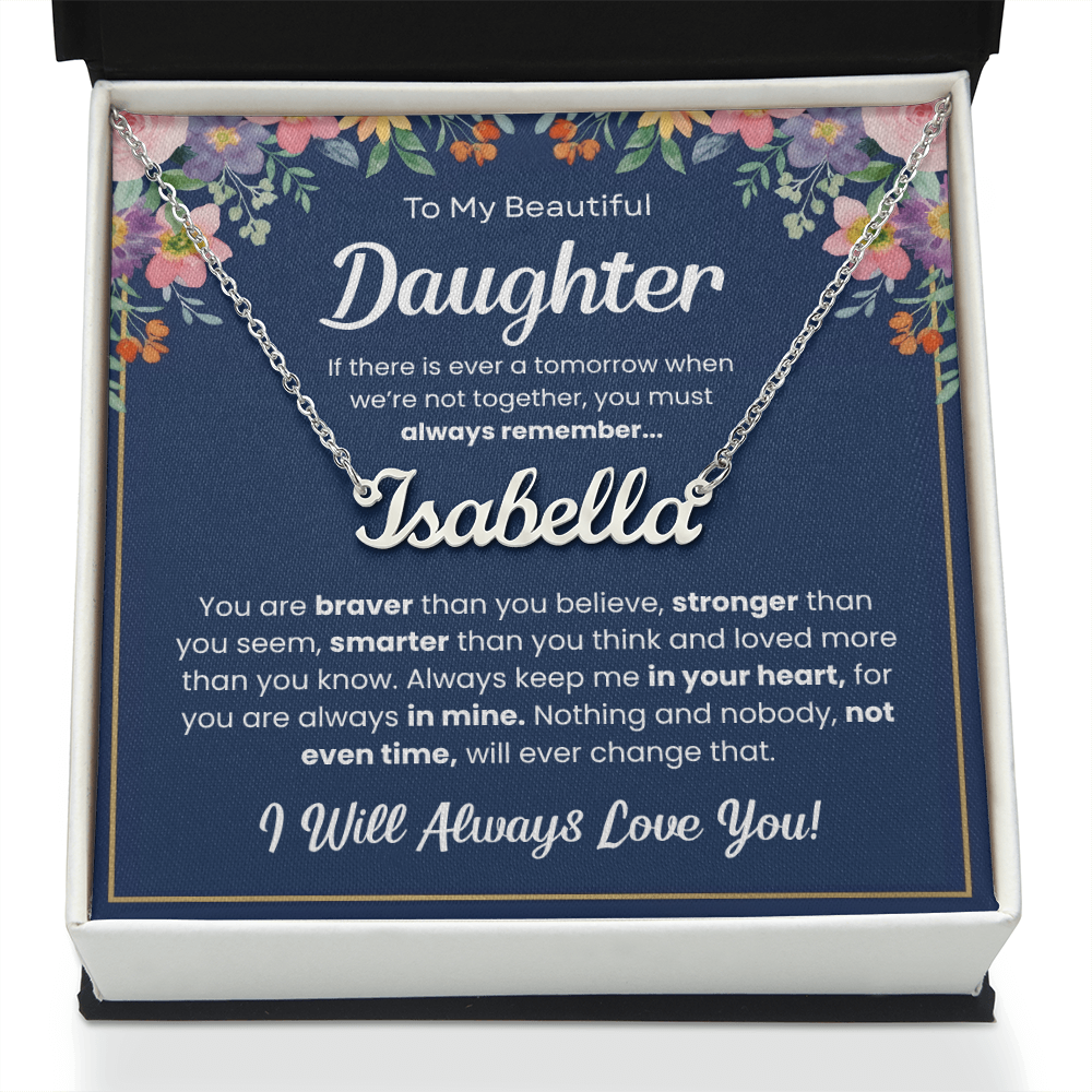 Personalized Daughter Name Necklace – Custom Name Gift from Mom or Dad