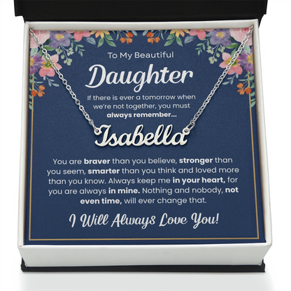 Personalized Daughter Name Necklace – Custom Name Gift from Mom or Dad