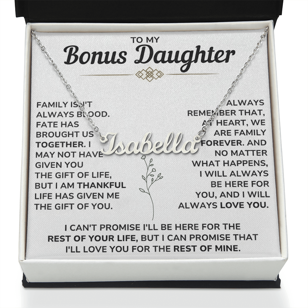 Personalize Name Necklace For Bonus Daughter From Mom and Dad