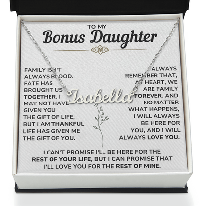 Personalize Name Necklace For Bonus Daughter From Mom and Dad