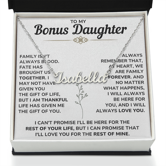 Personalize Name Necklace For Bonus Daughter From Mom and Dad