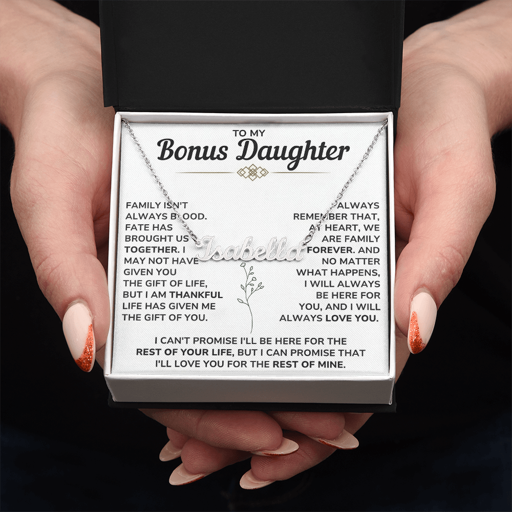 Personalize Name Necklace For Bonus Daughter From Mom and Dad