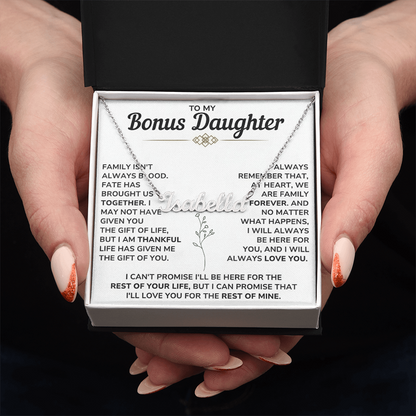 Personalize Name Necklace For Bonus Daughter From Mom and Dad