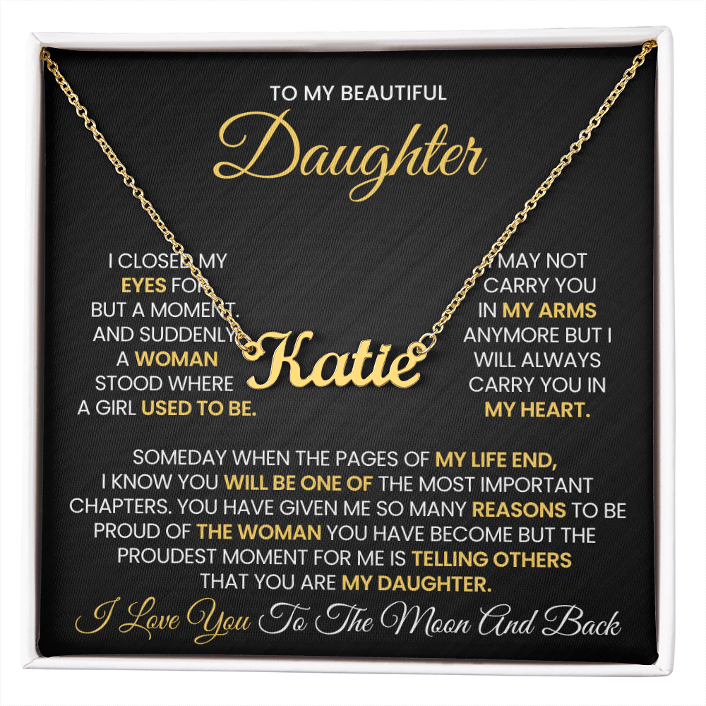 Personalized Gifts For Daughter From Mom or Dad - Moon and Back Necklace