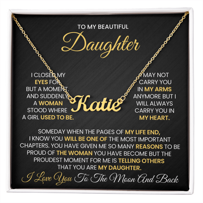 Personalized Gifts For Daughter From Mom or Dad - Moon and Back Necklace