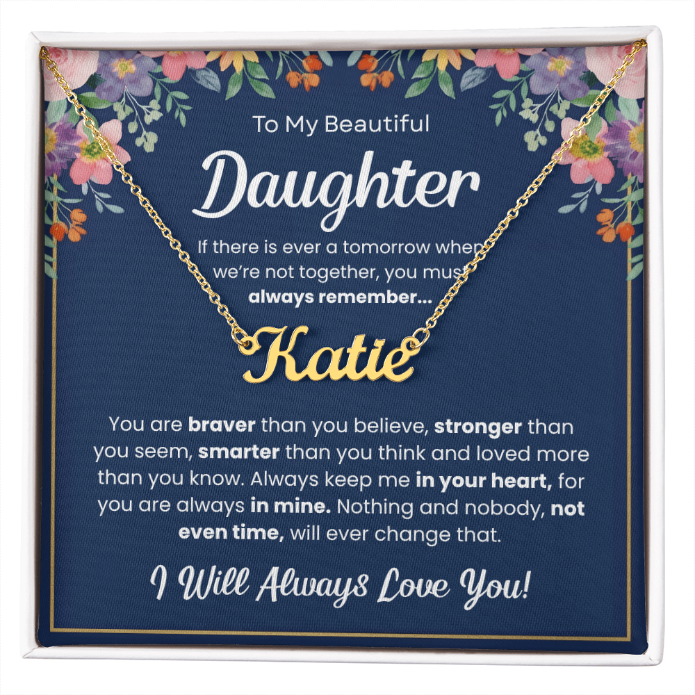 Personalized Daughter Name Necklace – Custom Name Gift from Mom or Dad