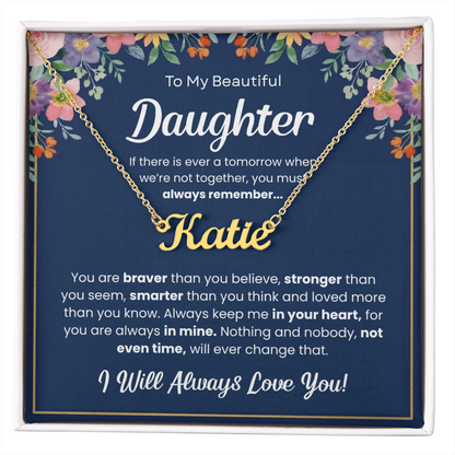 Personalized Daughter Name Necklace – Custom Name Gift from Mom or Dad