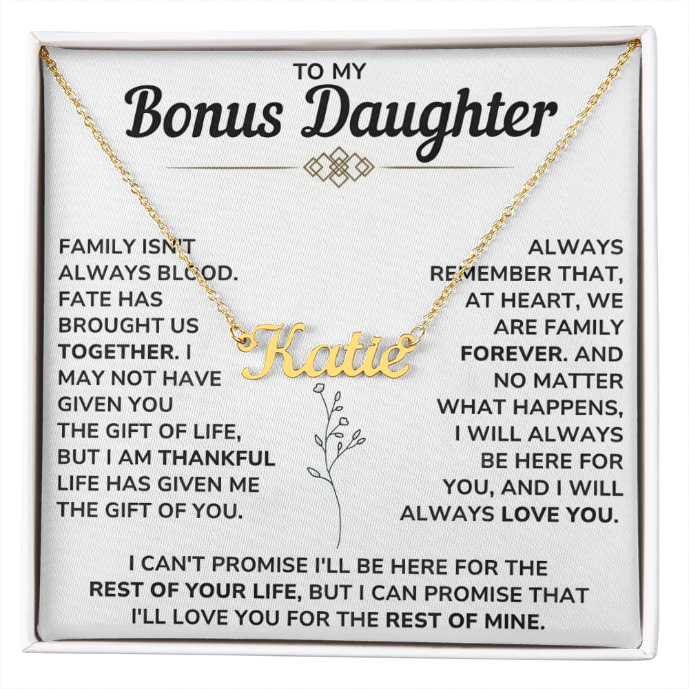 Personalize Name Necklace For Bonus Daughter From Mom and Dad