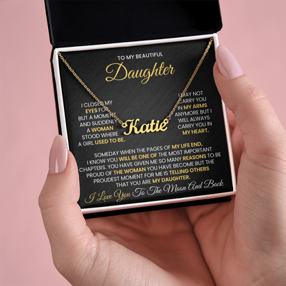 Personalized Gifts For Daughter From Mom or Dad - Moon and Back Necklace