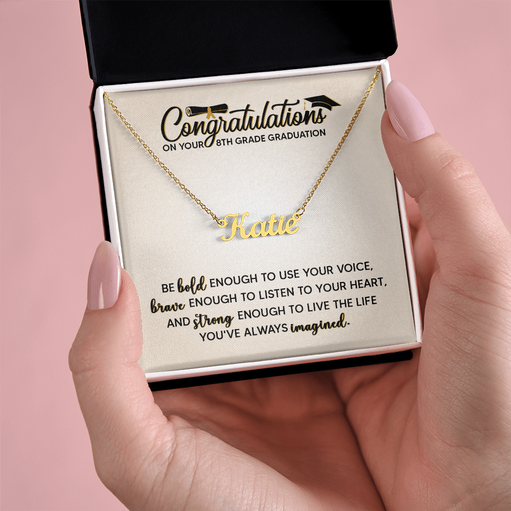 Congratulation On Her 8th Grade Graduation Gifts - Personalized Name Necklace For Her