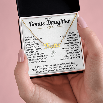 Personalize Name Necklace For Bonus Daughter From Mom and Dad