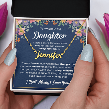 Personalized Daughter Name Necklace – Custom Name Gift from Mom or Dad