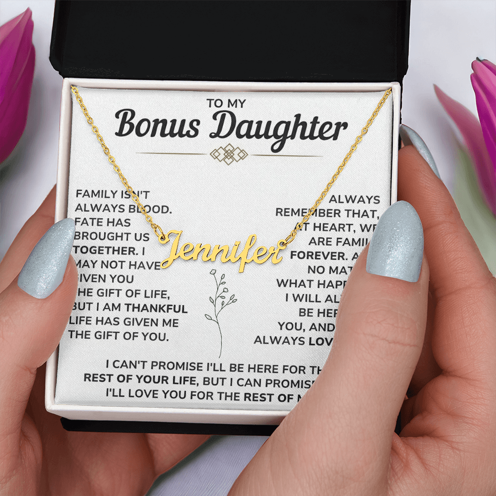 Personalize Name Necklace For Bonus Daughter From Mom and Dad