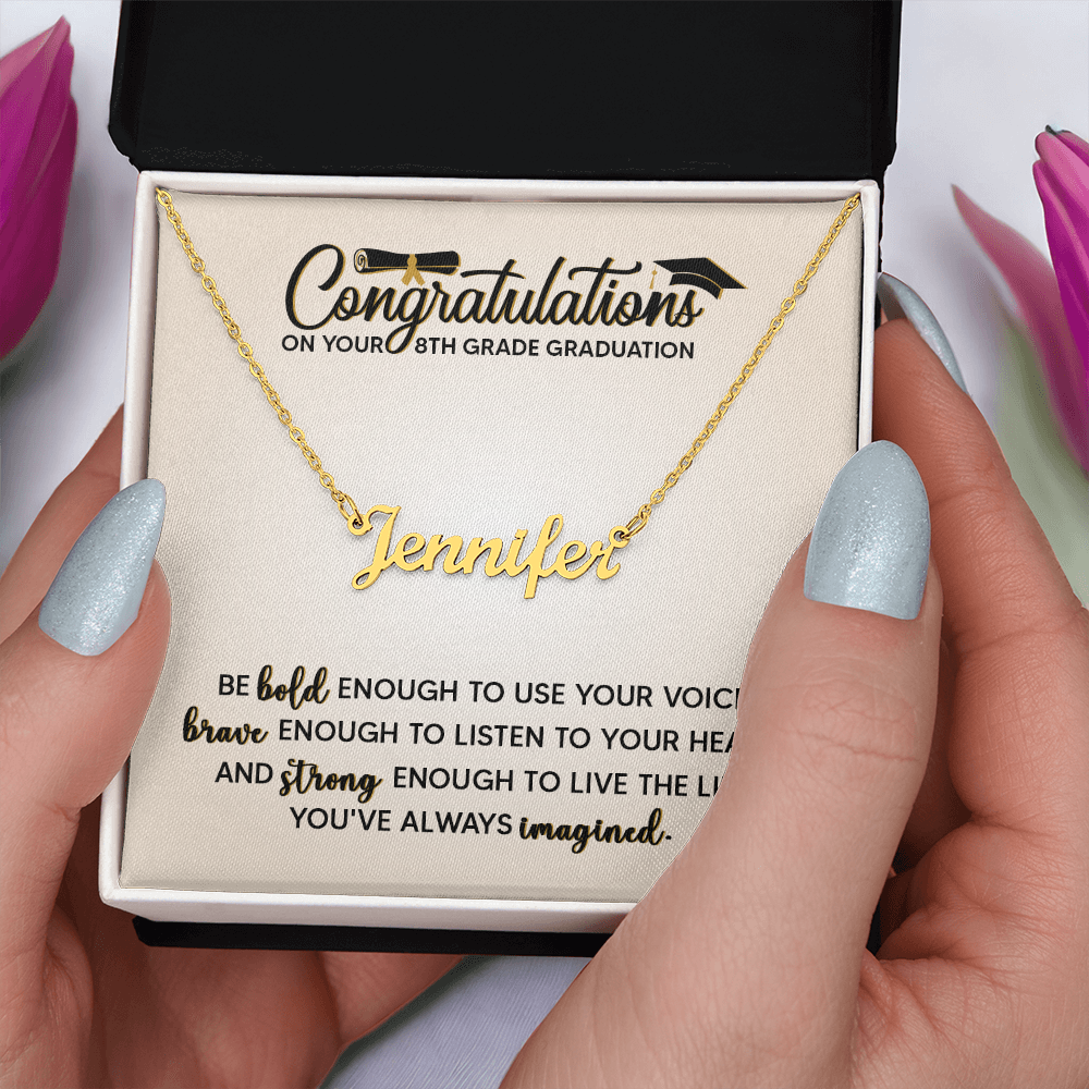 Congratulation On Her 8th Grade Graduation Gifts - Personalized Name Necklace For Her