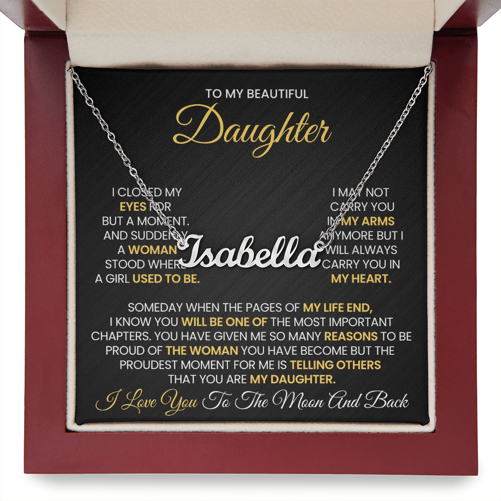 Personalized Gifts For Daughter From Mom or Dad - Moon and Back Necklace