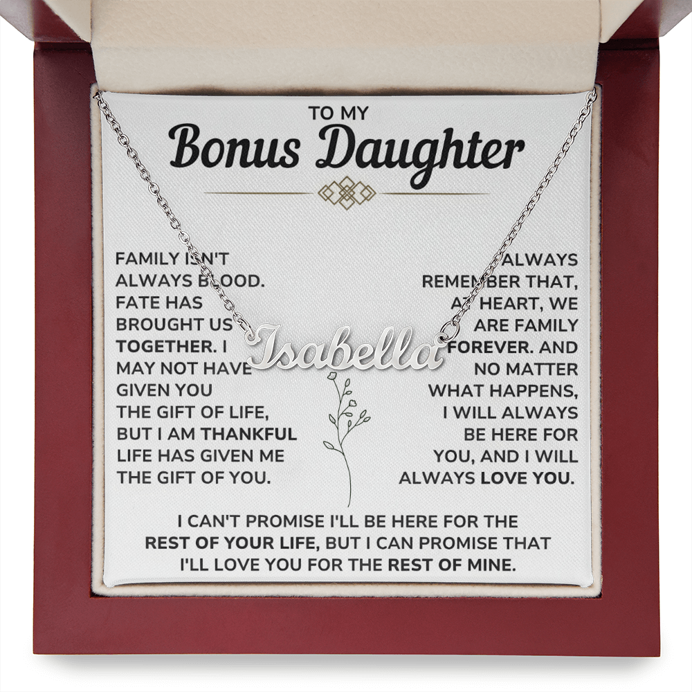 Personalize Name Necklace For Bonus Daughter From Mom and Dad
