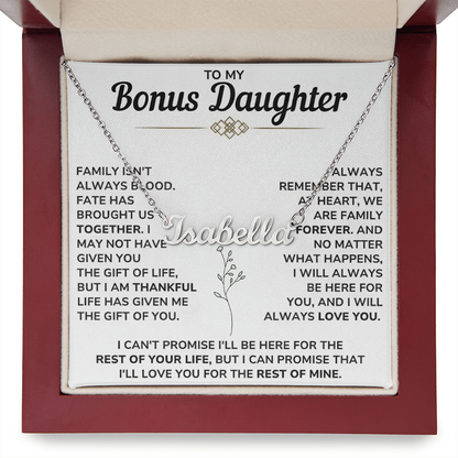 Personalize Name Necklace For Bonus Daughter From Mom and Dad
