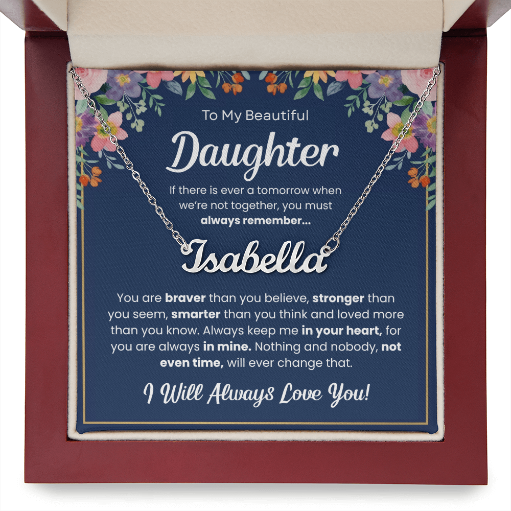 Personalized Daughter Name Necklace – Custom Name Gift from Mom or Dad