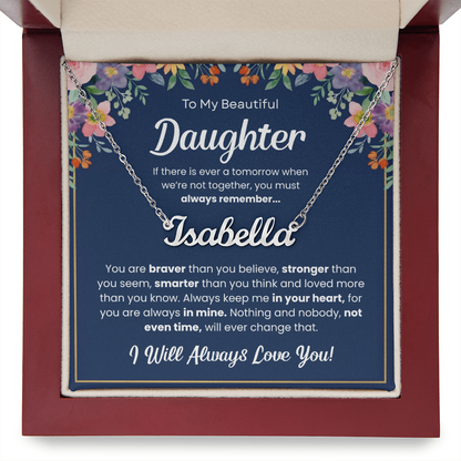 Personalized Daughter Name Necklace – Custom Name Gift from Mom or Dad