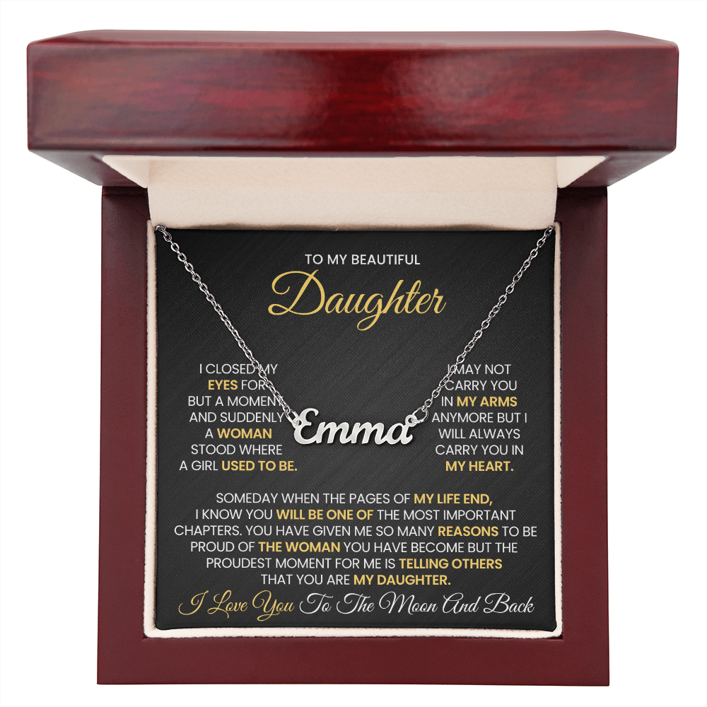 Personalized Gifts For Daughter From Mom or Dad - Moon and Back Necklace