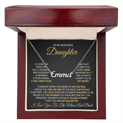 Personalized Gifts For Daughter From Mom or Dad - Moon and Back Necklace