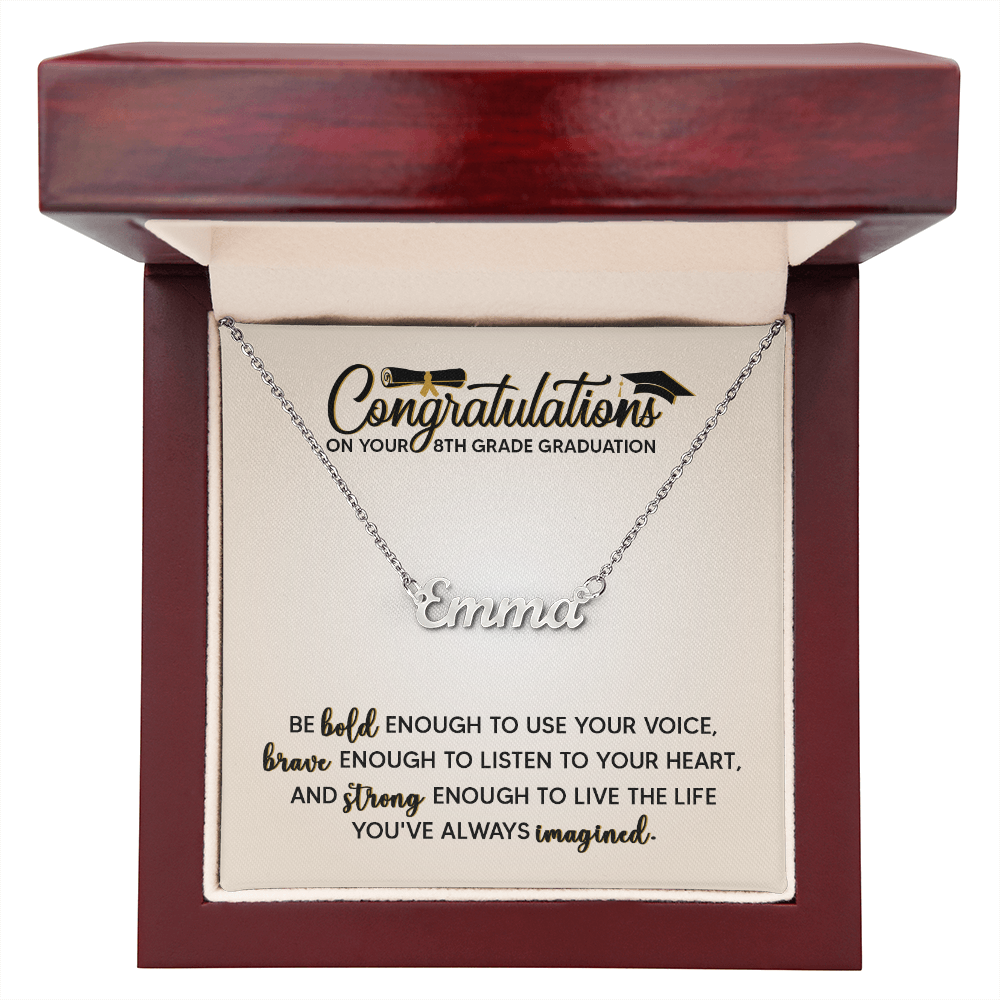 Congratulation On Her 8th Grade Graduation Gifts - Personalized Name Necklace For Her