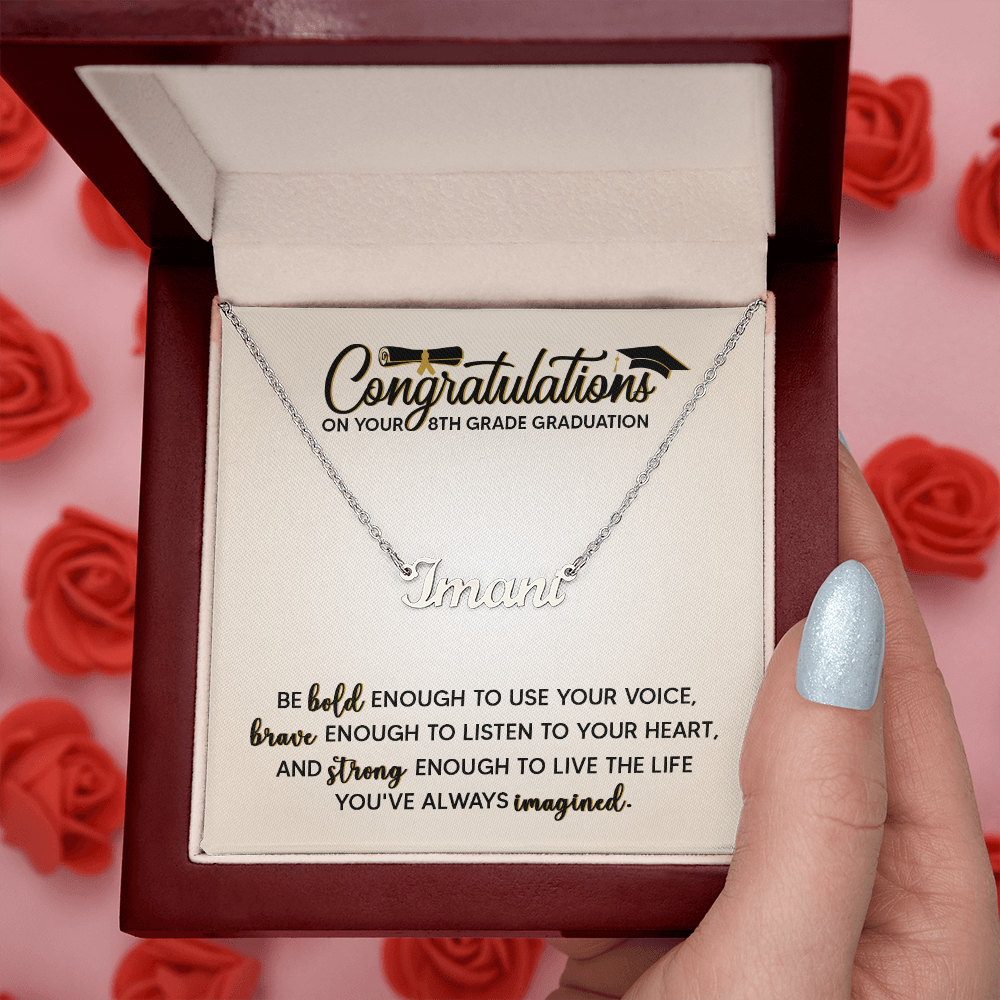 Congratulation On Her 8th Grade Graduation Gifts - Personalized Name Necklace For Her