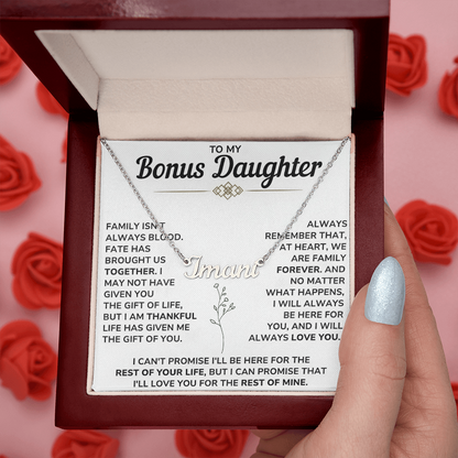 Personalize Name Necklace For Bonus Daughter From Mom and Dad