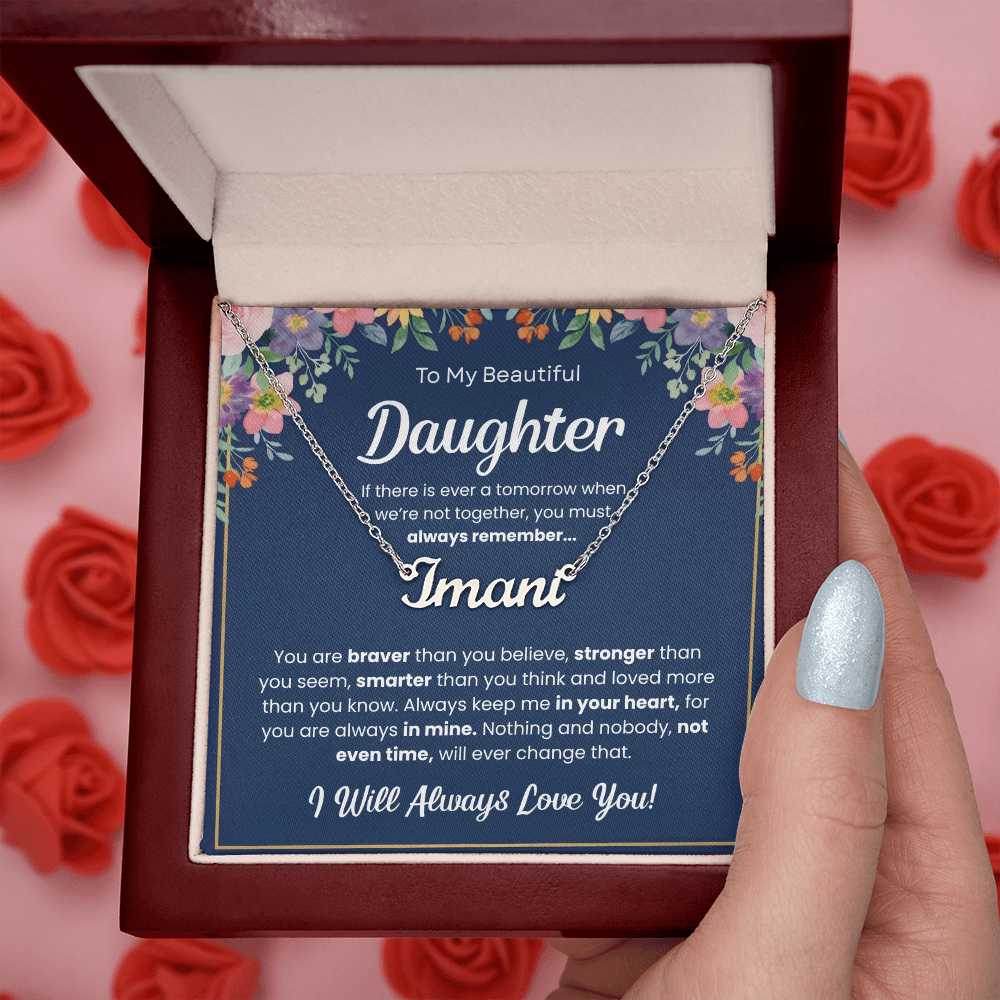 Personalized Daughter Name Necklace – Custom Name Gift from Mom or Dad