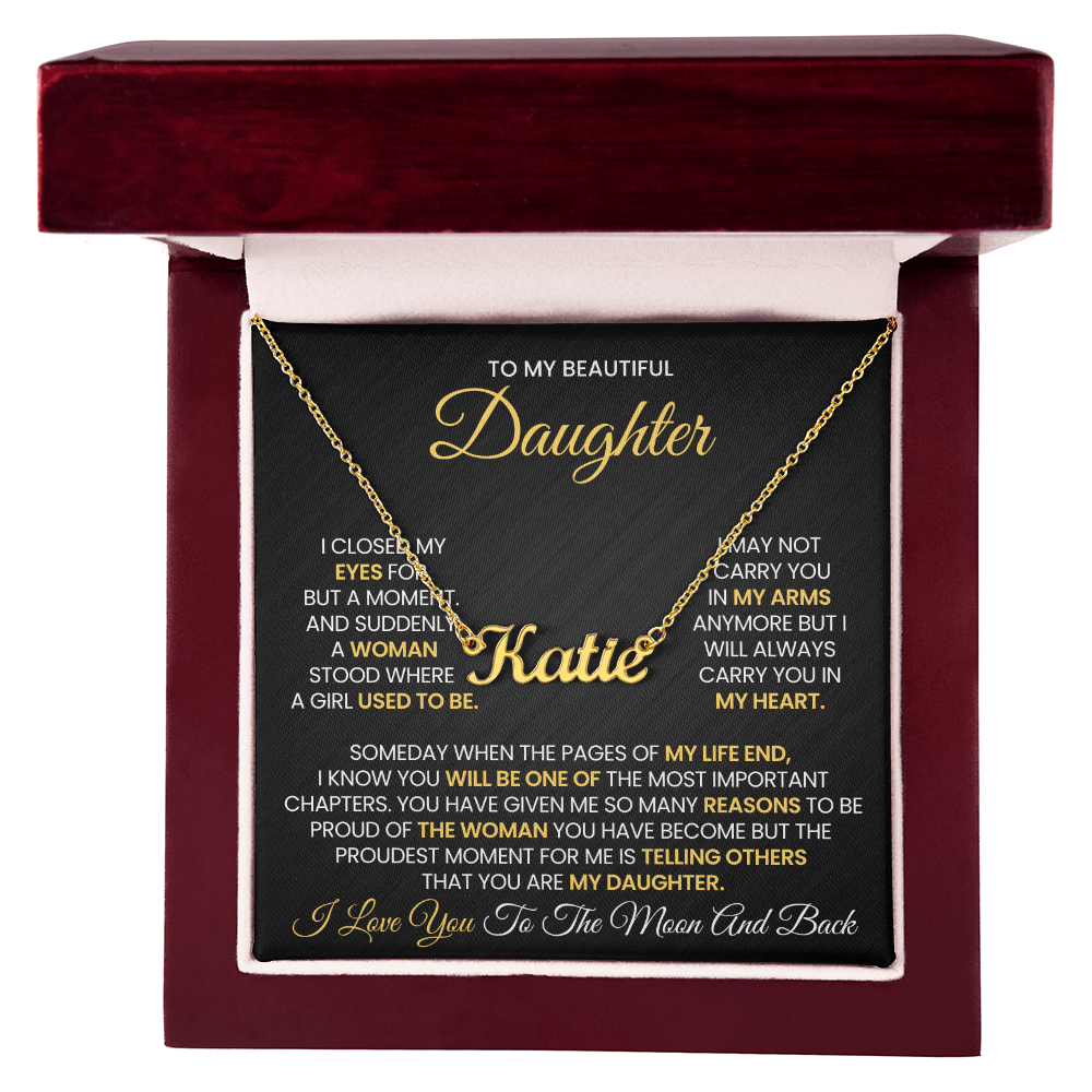 Personalized Gifts For Daughter From Mom or Dad - Moon and Back Necklace