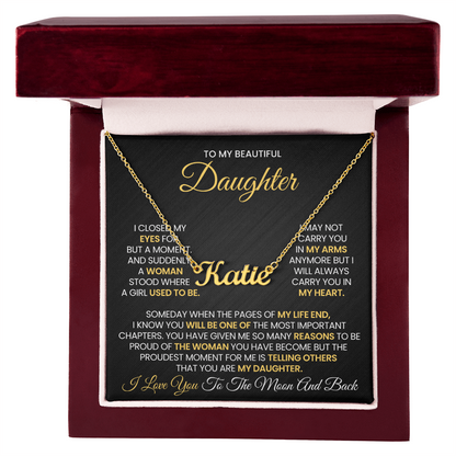 Personalized Gifts For Daughter From Mom or Dad - Moon and Back Necklace